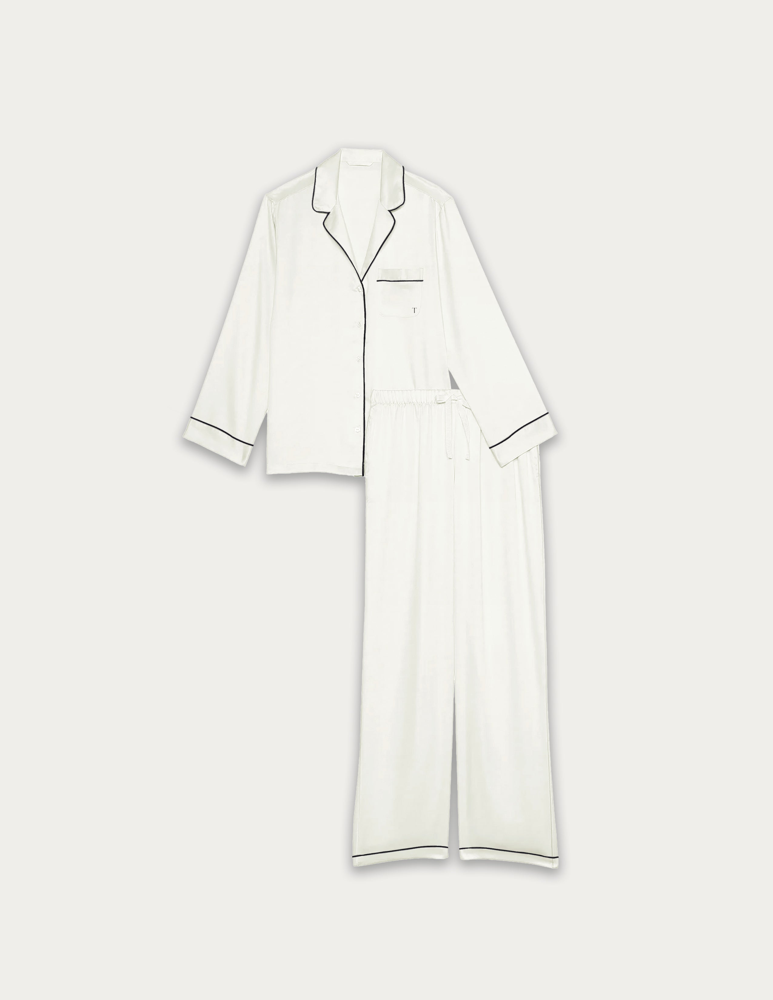 White Satin Pajama Set