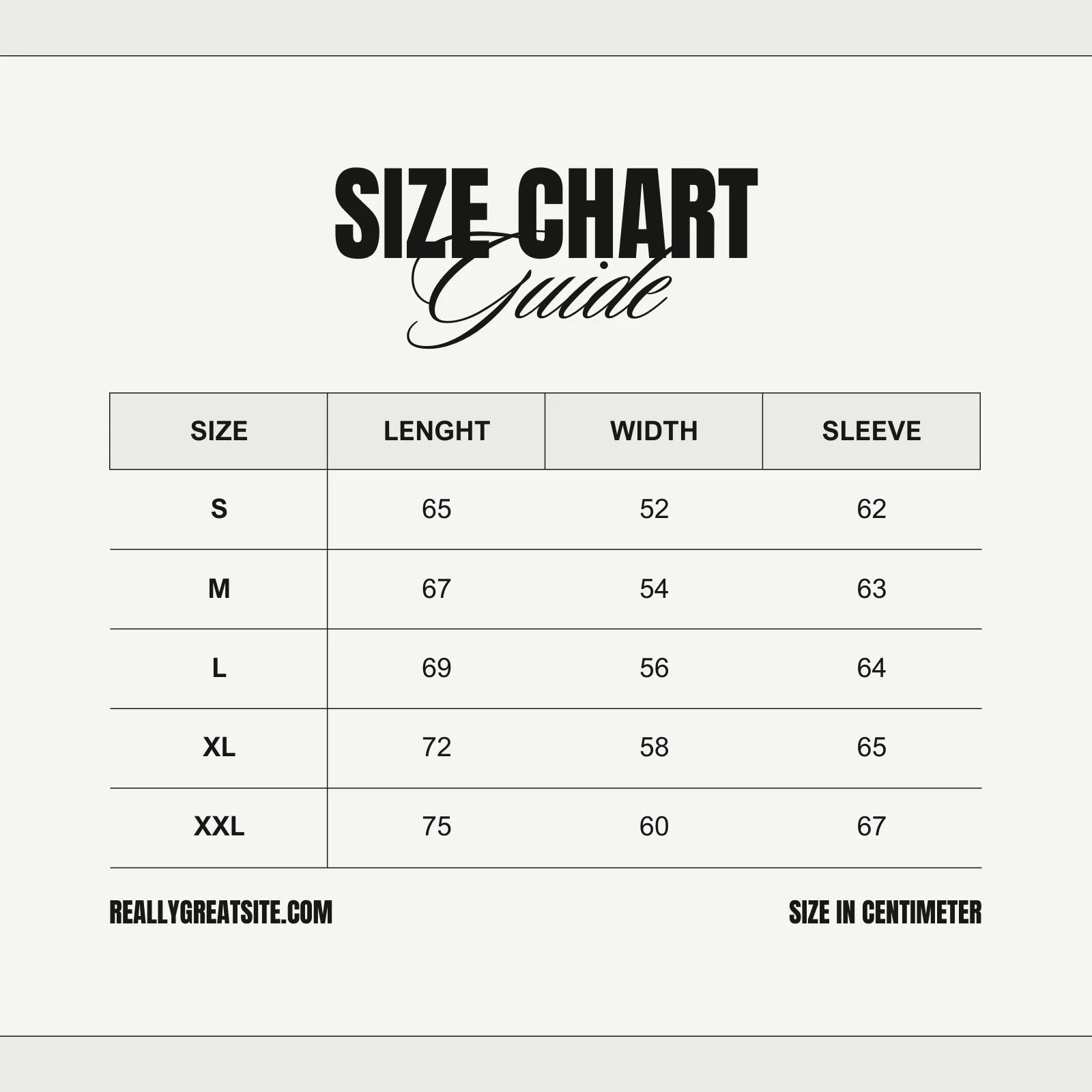 Size Guide - Desktop