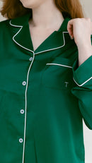 Emerald Green Satin Pajama Set