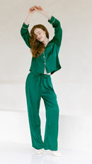 Emerald Green Satin Pajama Set