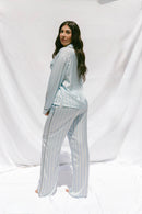 Sky Blue Satin Pajama Set