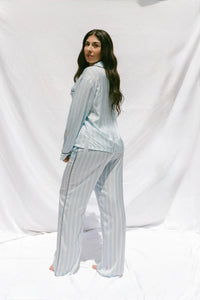Sky Blue Satin Pajama Set