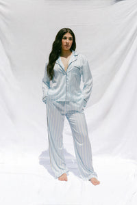Sky Blue Satin Pajama Set
