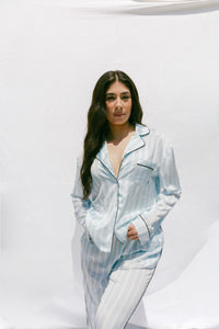 Sky Blue Satin Pajama Set