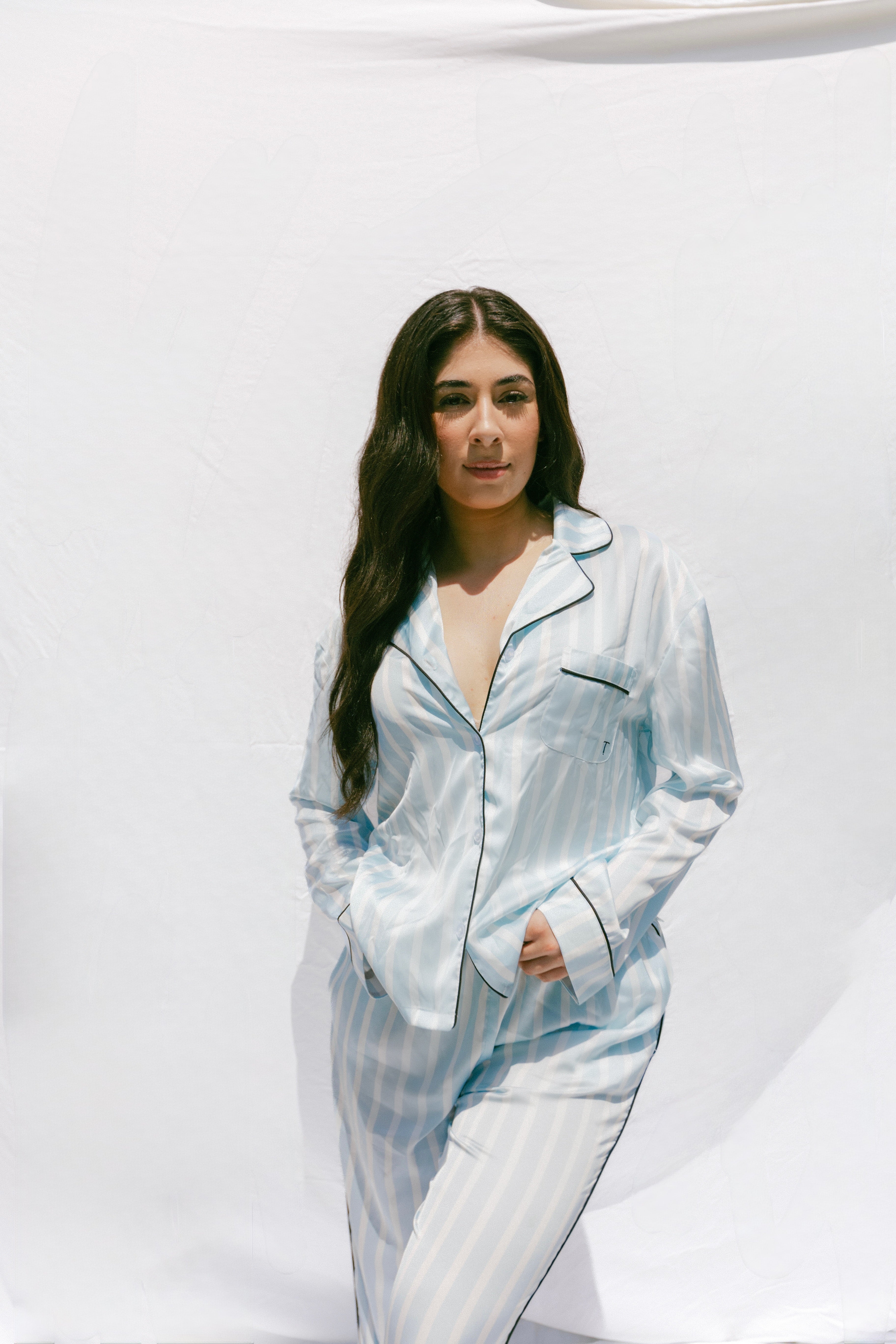 Sky Blue Satin Pajama Set