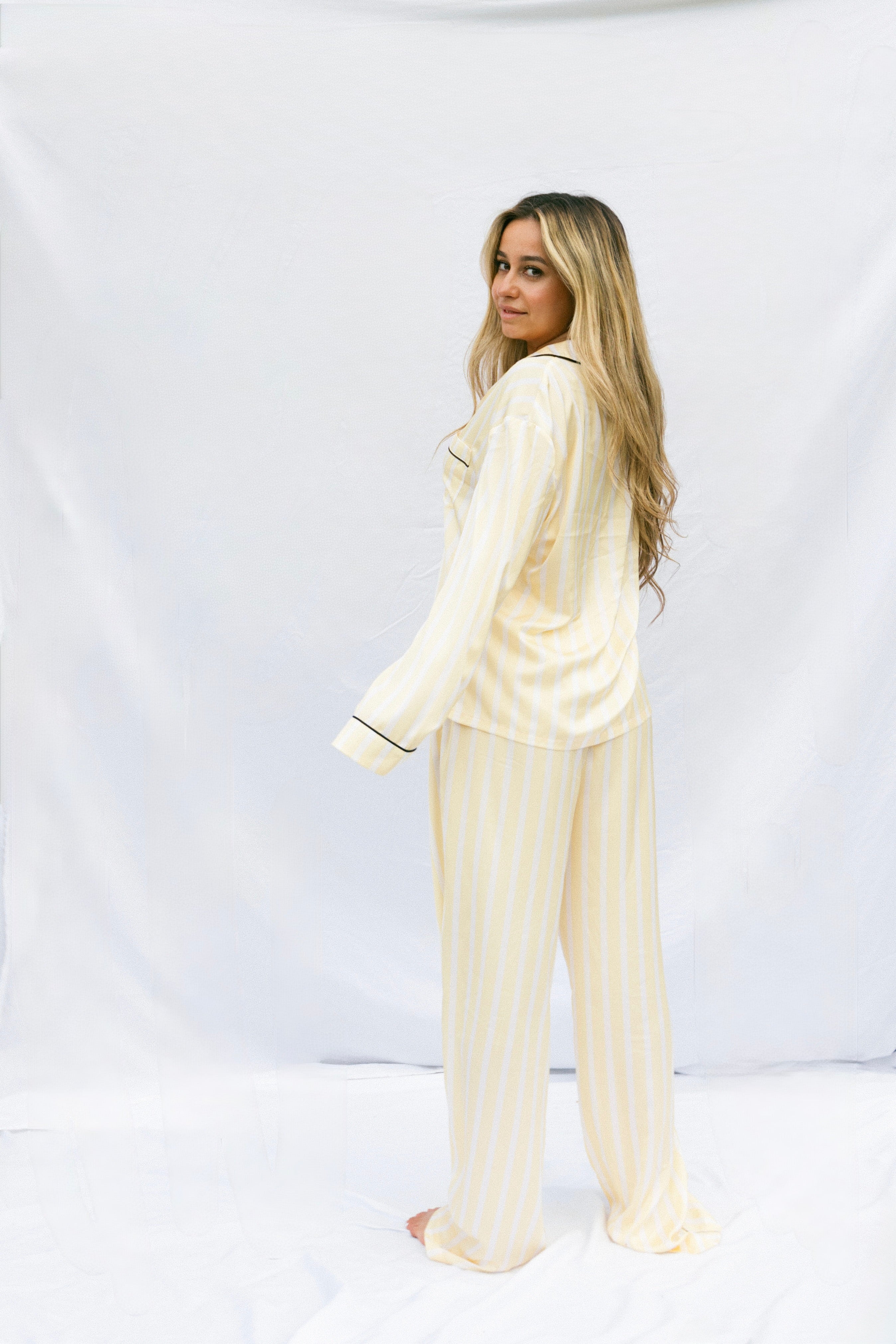 Butter Yellow Satin Pajama Set