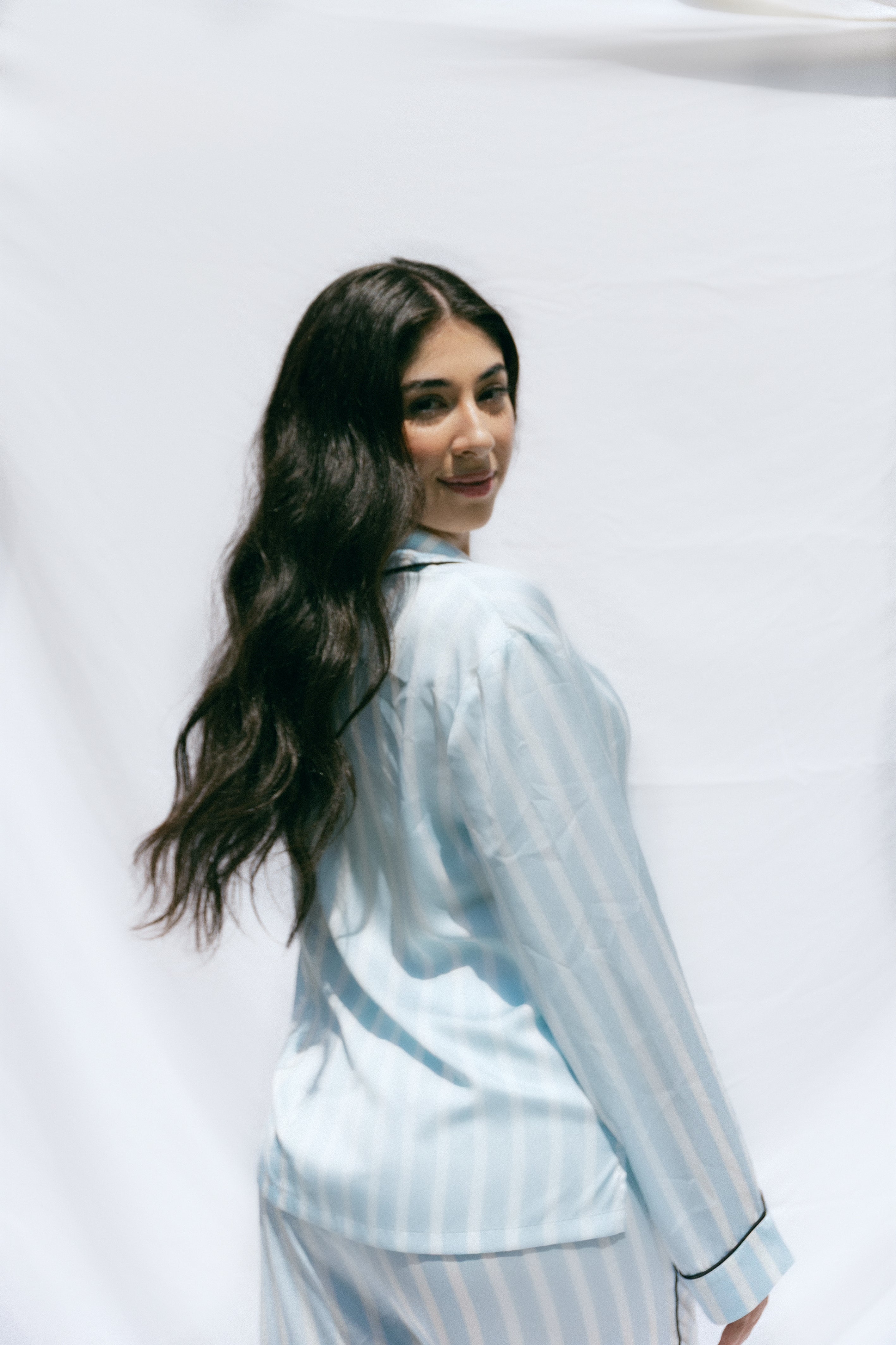 Sky Blue Satin Pajama Set