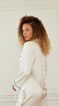 White Satin Pajama Set