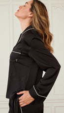 Black Satin Pajama Set