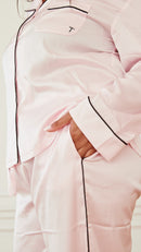 Blush Pink Satin Pajama Set