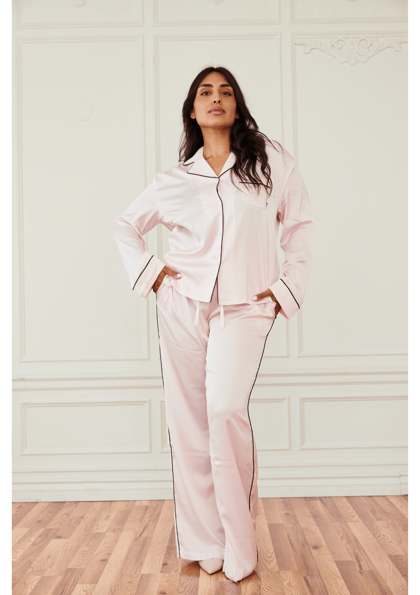 Blush Pink Satin Pajama Set