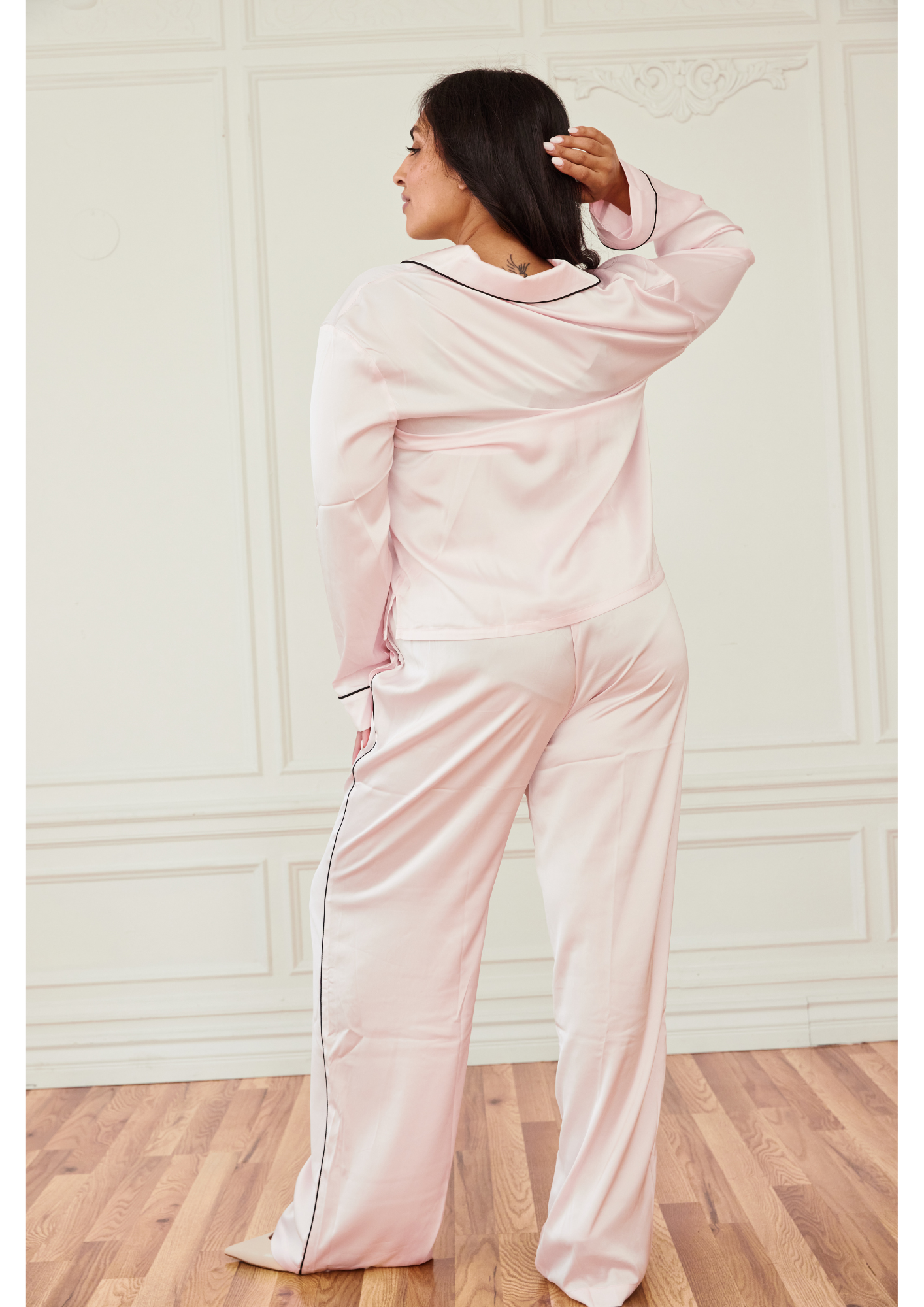 Blush Pink Satin Pajama Set