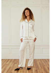 White Satin Pajama Set
